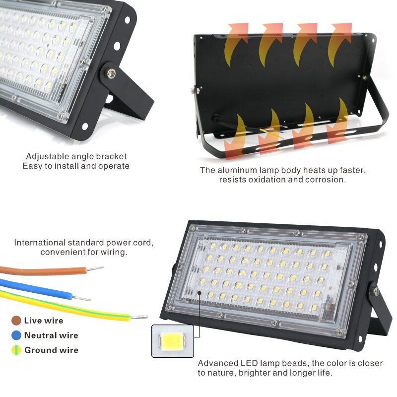屋外LEDスポットライト,50W,220V,230V,240V,防水LED反射板,景観照明