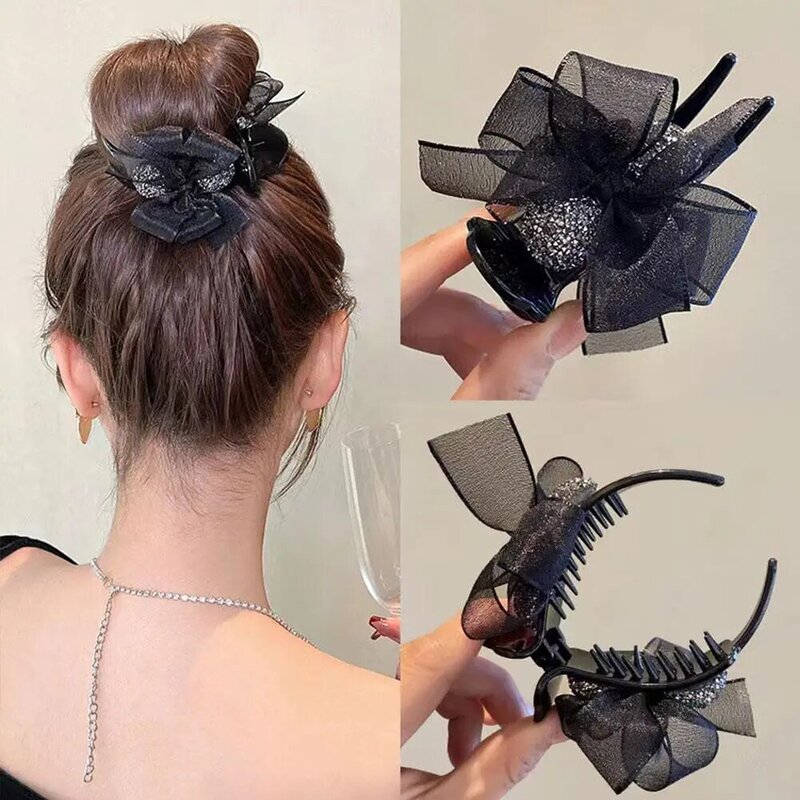 1 piece of mesh bow hair clip, Korean hairpin Hair-up tool for sweet girls and women's headwear