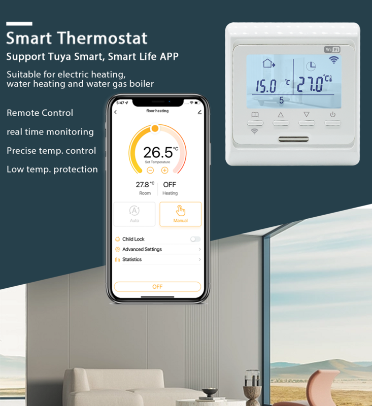 Wifi Warmtevloer Programmeerbare Thermostaat 220V 16a Elektrische Ondervloer Warme Verwarming Temperatuurregelaar App Afstandsbediening
