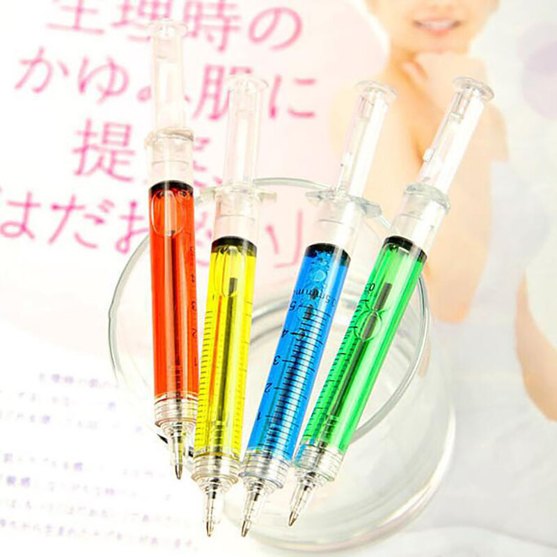 4PCS/lot Liquid Novelty Syringe Ballpoint Pen Syringe Ballpoint Pen Child Gift