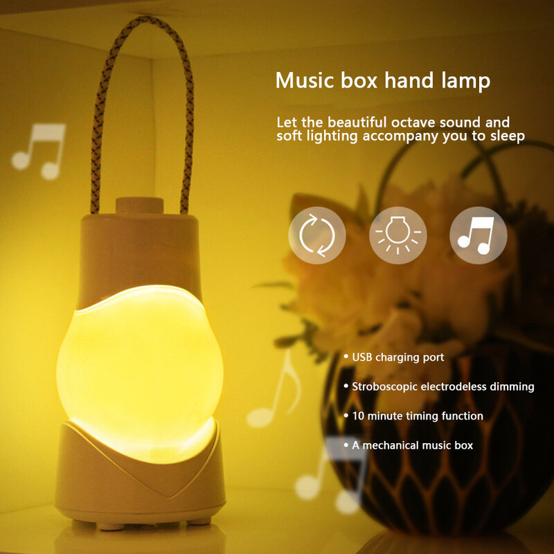 Portable night light USB rechargeable portable bedroom bedside timer switch light warm light creative octave box light
