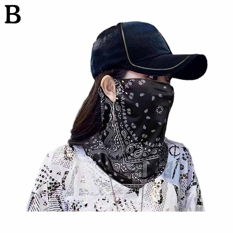 Modna maska przeciwsłoneczna z nadrukiem dla mężczyzn, kobiet, letnia ochrona przeciwsłoneczna, anty-uv, szal na uszy Hip Hop, chustki sportowe, J7V4
