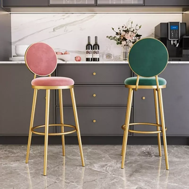 Nordic Household Light Luxury Modern Minimalist Bar Counter Chair Front Desk Cash Register Backrest Chair High Stool