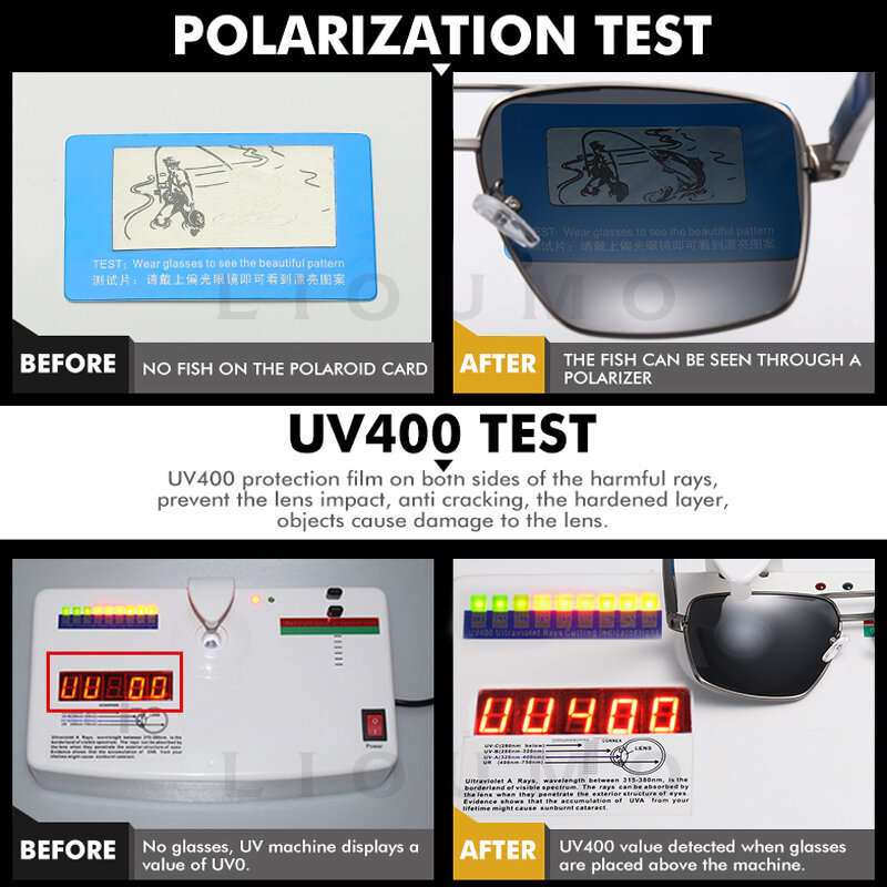 LIOUMO คุณภาพสูงสแควร์แว่นตากันแดดผู้ชาย Polarized Photochromic แว่นตา Night Vision แว่นตา UV400 Zonnebril Heren