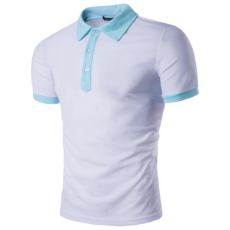 Мужская футболка-поло с отложным воротником, Однотонная рубашка с короткими рукавами в английском стиле, лето