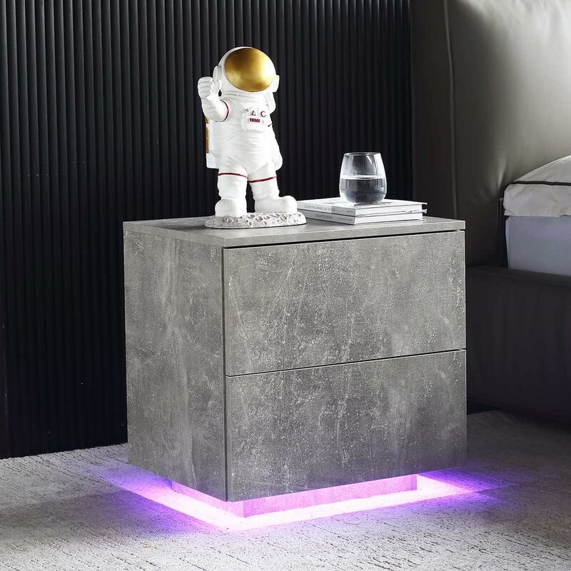 Table de chevet LED générique avec lumières LED, table de chevet moderne pour chambre à coucher, salon, 2 sorties de proximité