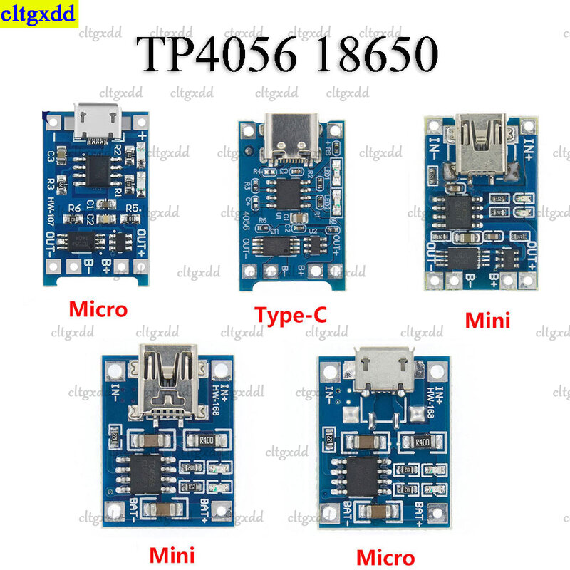 1PCS Micro Type C USB 5V 1A 18650 TP4056 Lithium Battery Charger Module Charging Board with Protection Dual Function 1A Lithium