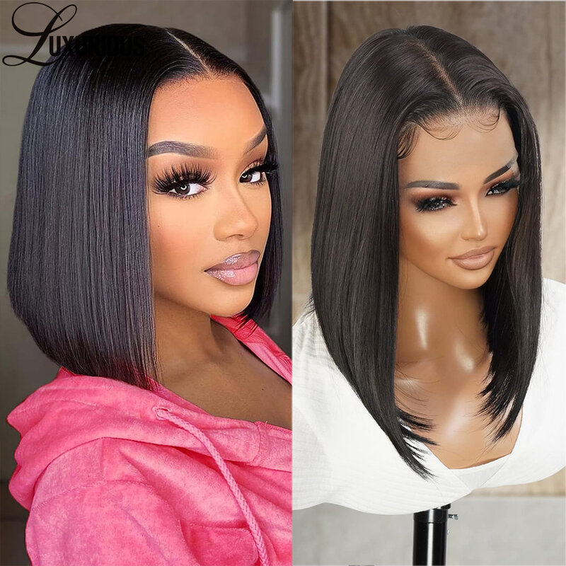 13x4 Straight HD Transparent Lace Front Wigs For Women Brazilian Virgin Human Hair Lace Frontal Bob Wigs Pre Plucked Remy Hair