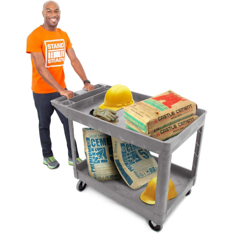 Stand Steady Original Tubstr Extra Large Two Shelf Utility Cart - Supports up to 500 lbs., Heavy-Duty Rolling Service Cart