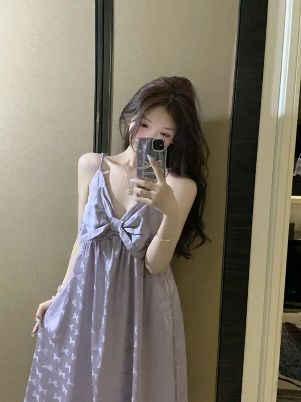 Plus size 100 kg Pure Desire Girl Sling Nightgown Ice Silk Pajamas Summer Women's 2024 New Home Clothes Summer M-5XL