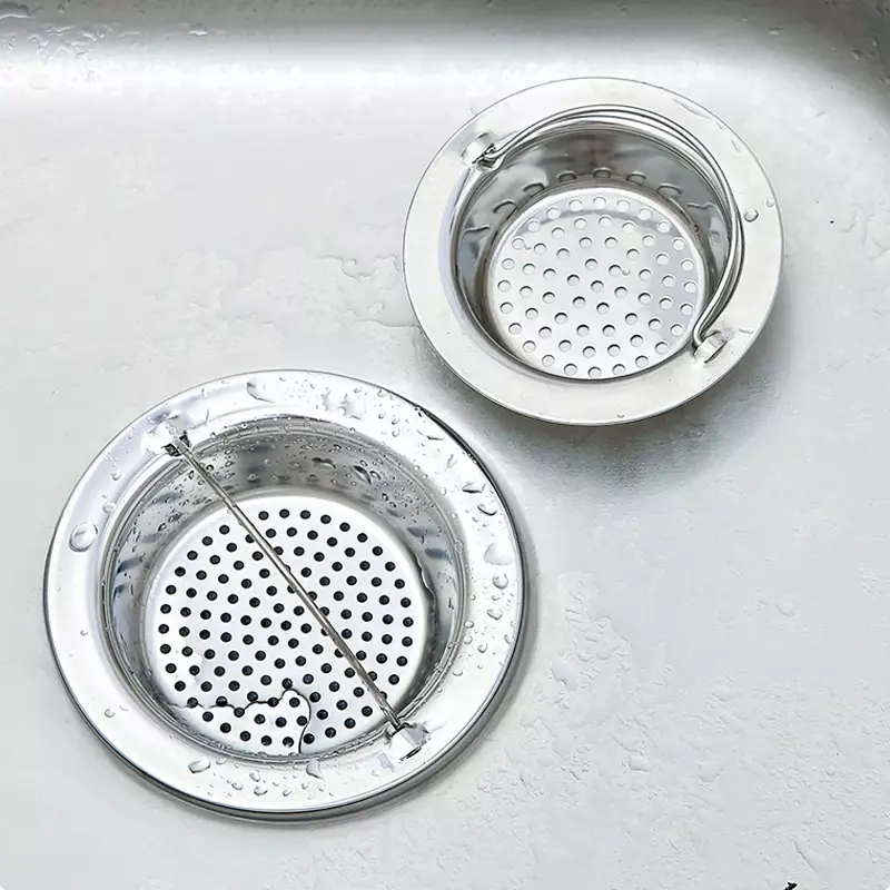 Stainless Steel Kitchen Sink Strainer 1PC Sewer Bathroom Shower Hair Filter Basket Anti-Blocking Cleaning Gadgets Kitchen Tools