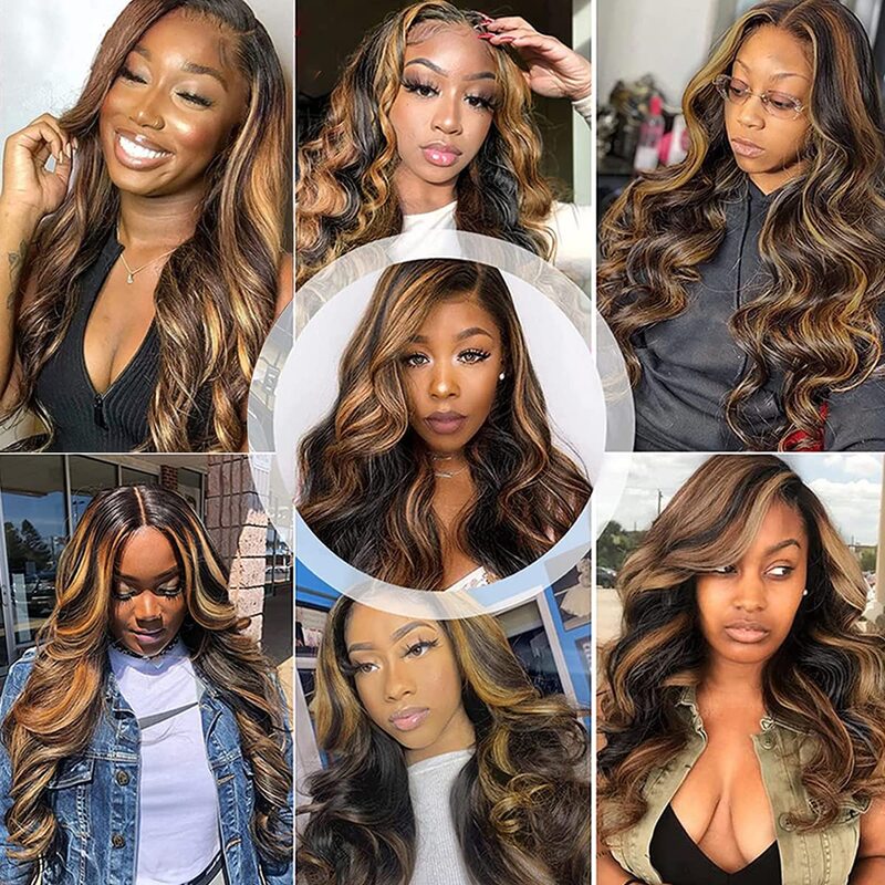 Human Hair Wig Highlight P427/32 Honey Blonde 13x6 Lace Wig Brazilian Body Wave 13X6 Lace Front Human Hair Wigs For Black Women