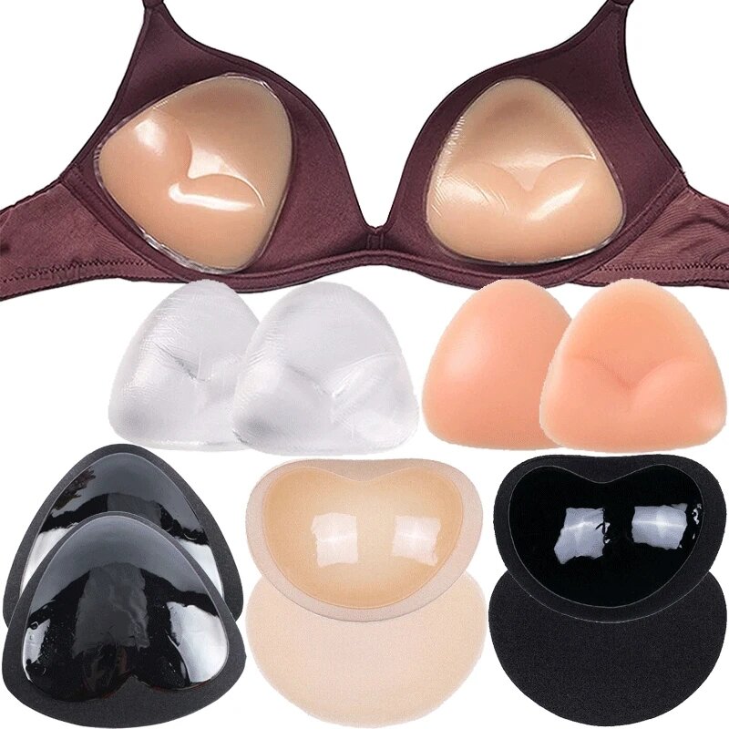 Almofada de sutiã push up de silicone para mulheres Push Up Bra Cup Almofadas de peito mais grossas Adesivos de capa de mamilo Inserções de biquíni, novas