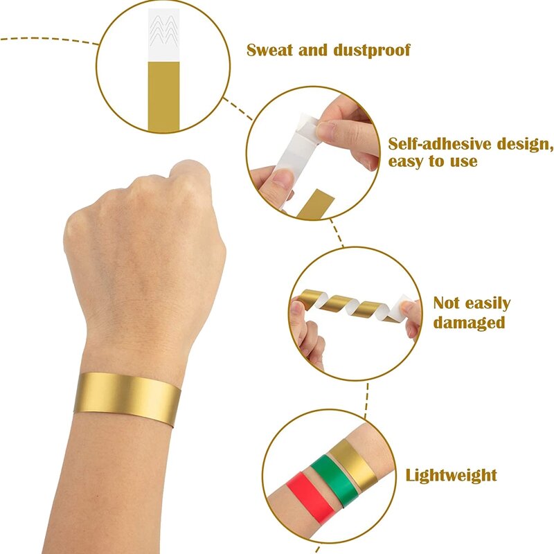 Неоновые цветные браслеты для мероприятий, 600 шт., водонепроницаемые легкие браслеты из синтетической бумаги идентификационные браслеты