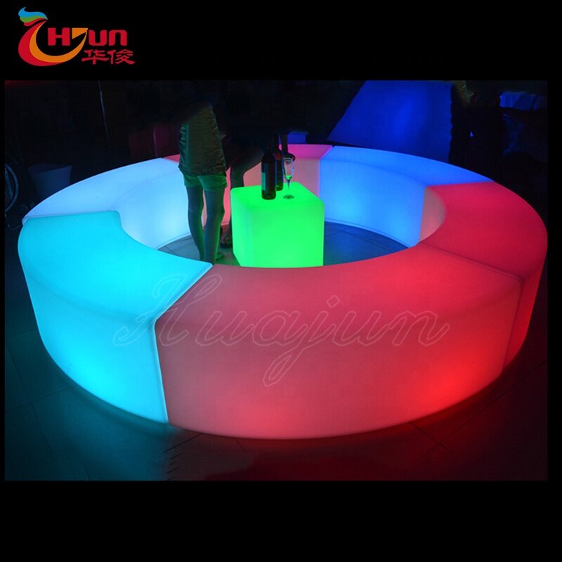 Prodotti di tendenza # sgabello popolare LED incandescente sedia Bar divano curvo sgabello vestito impermeabile mobili in plastica PE (6 parti sezionali)