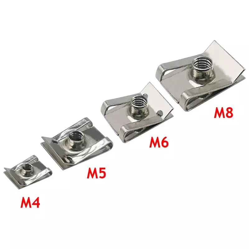 10pcs M8 M6 M5 M4 U Type Clips with Thread 8mm 5mm 6mm 4mm Reed Nuts for Car Motorcycle Scooter ATV Moped Motorcycle Accessories