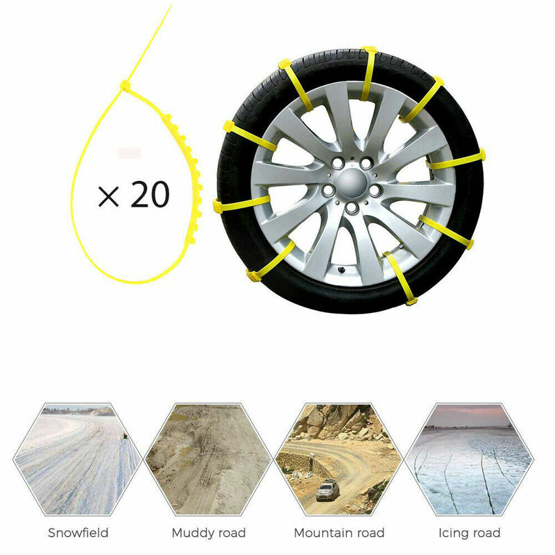 20 pçs pneu de carro correntes de neve anti-skid cintos de inverno ao ar livre correntes de pneus de neve pneus de lama emergência cintos de condução em rodas universal
