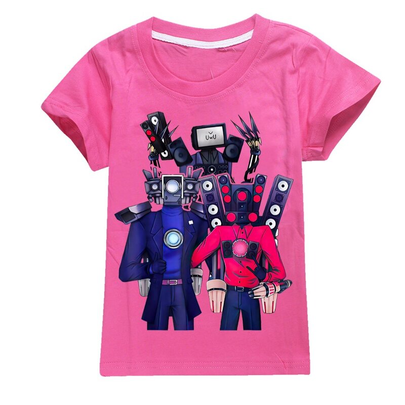 Skibidi-Camiseta de algodón para niños y niñas, camisa de manga corta con altavoz, ropa de hombre y videocámara, juego caliente