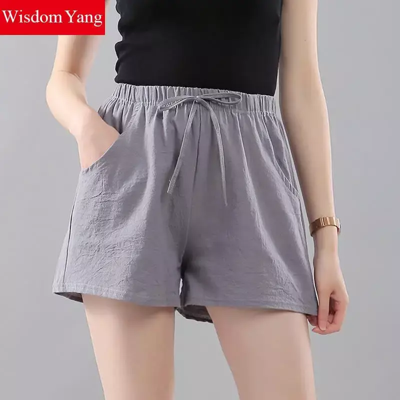 Pantalones cortos de algodón para mujer, Shorts informales de talla grande, moda urbana