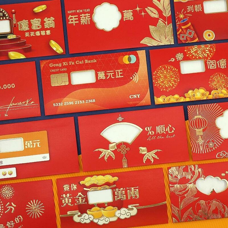 6Pcs/set DIY Card Packing Chinese Dragon Red Envelope Blessing Words Chinese New Year Decorations Spring Festival Supplies