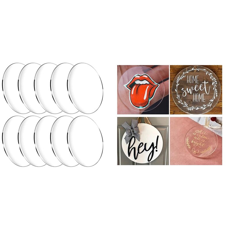 Hot 10 Pcs Clear Circle Acrylic Sheet, 1/8Inch Thickness, Acrylic Disc Sign For Name Cards,Painting And DIY Projects