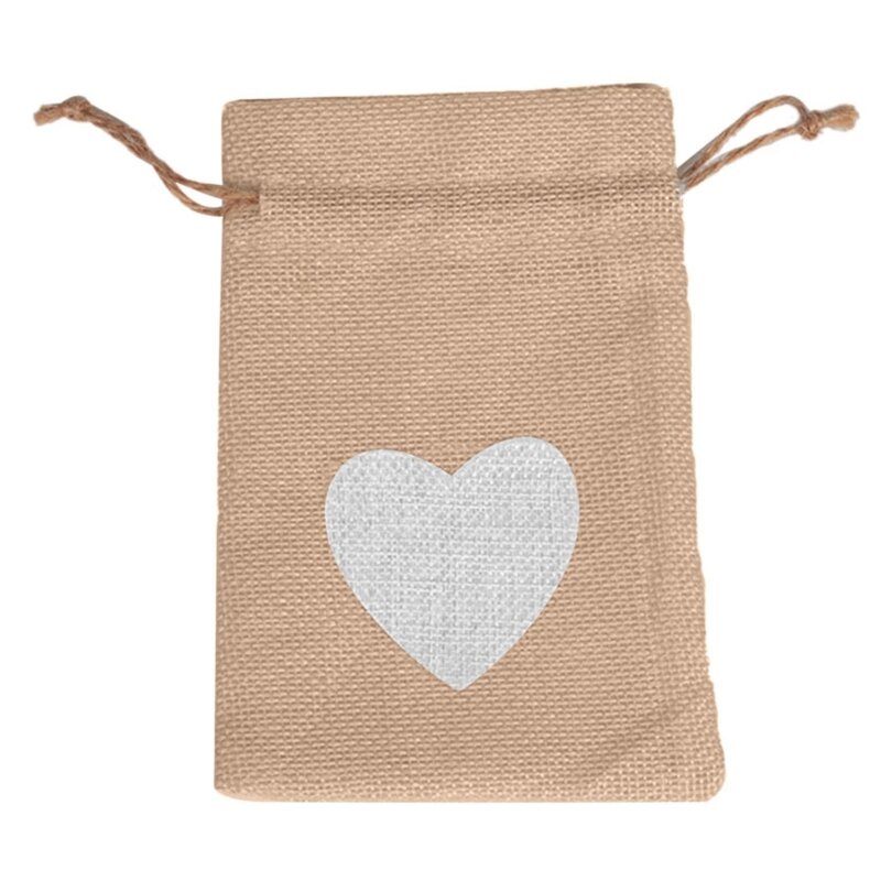 10 peças bolsa pano pequena com cordão fofo elegante coração bolsas linho com cordão conveniente bolso para embrulho