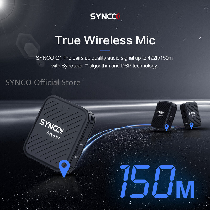 Synco G1 Pro Wireless Lavalier ไมโครโฟนสำหรับ iPhone Android Live Broadcast Mic Smartphone Recording เสียงวิดีโอ Youtube