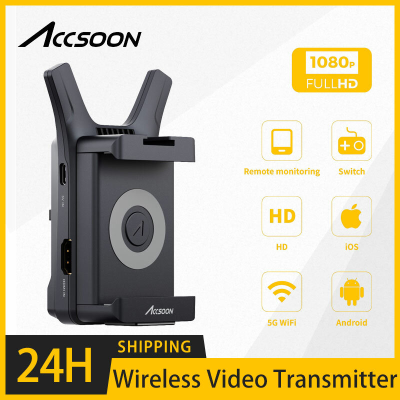 Accsoon-Mini transmisor de vídeo inalámbrico CineView, dispositivo con abrazadera para teléfono, compatible con aplicación 1080p60, HDMI, 60ms, latencia, Wifi, interruptor de Monitor