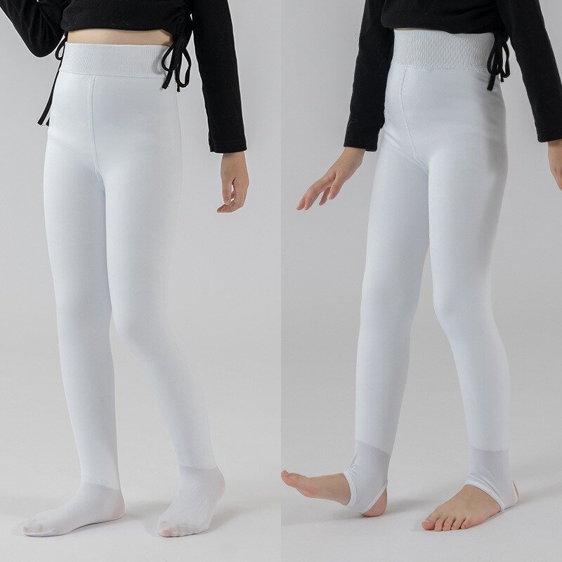 Thickened Children's Pantyhose with Added Velvet  Winter Skin Tone  High Elasticity  Anti Pilling White Dance Socks