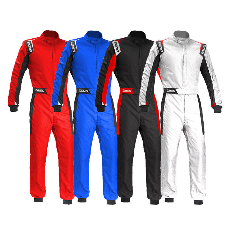 防水オートバイレースonesie、通気性のあるジャケット、速乾性のゴッカートスーツ、赤、耐摩耗性、S-4XL