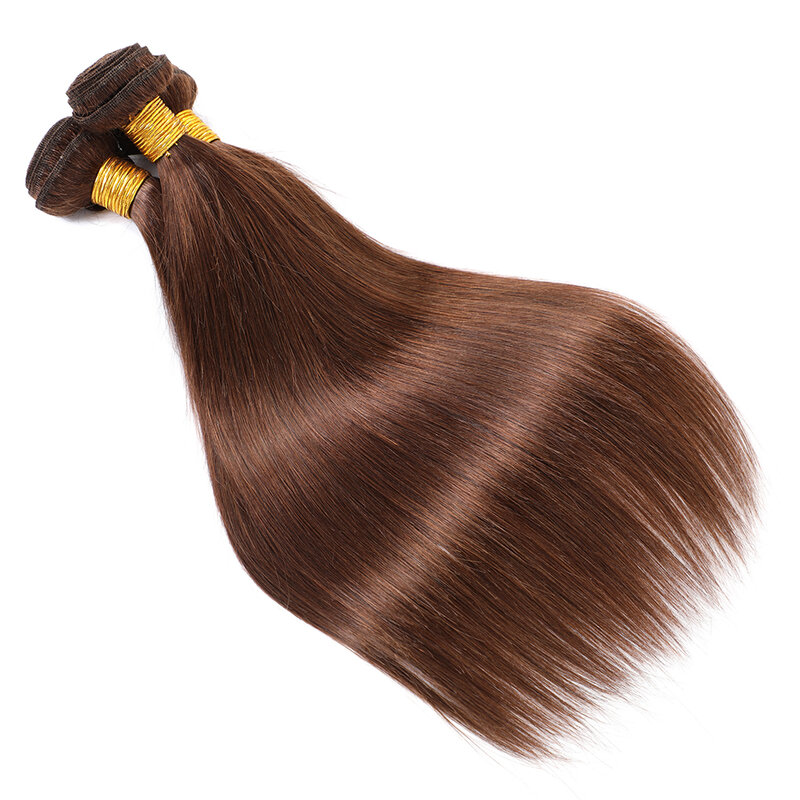 Extensiones de cabello humano brasileño liso para mujer, mechones de tejido de cabello Remy, color marrón, 1/3/4 mechones