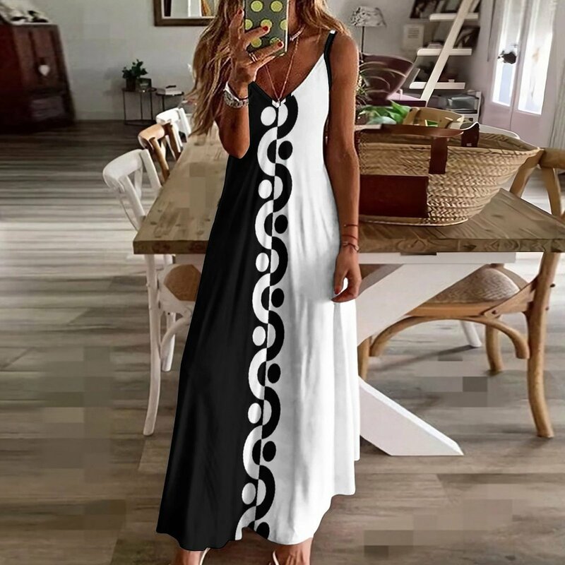 Robe en fibre bicolore pour femmes, robe de plage, robes d'occasion formelles, noir et blanc, moderne, été, 2023