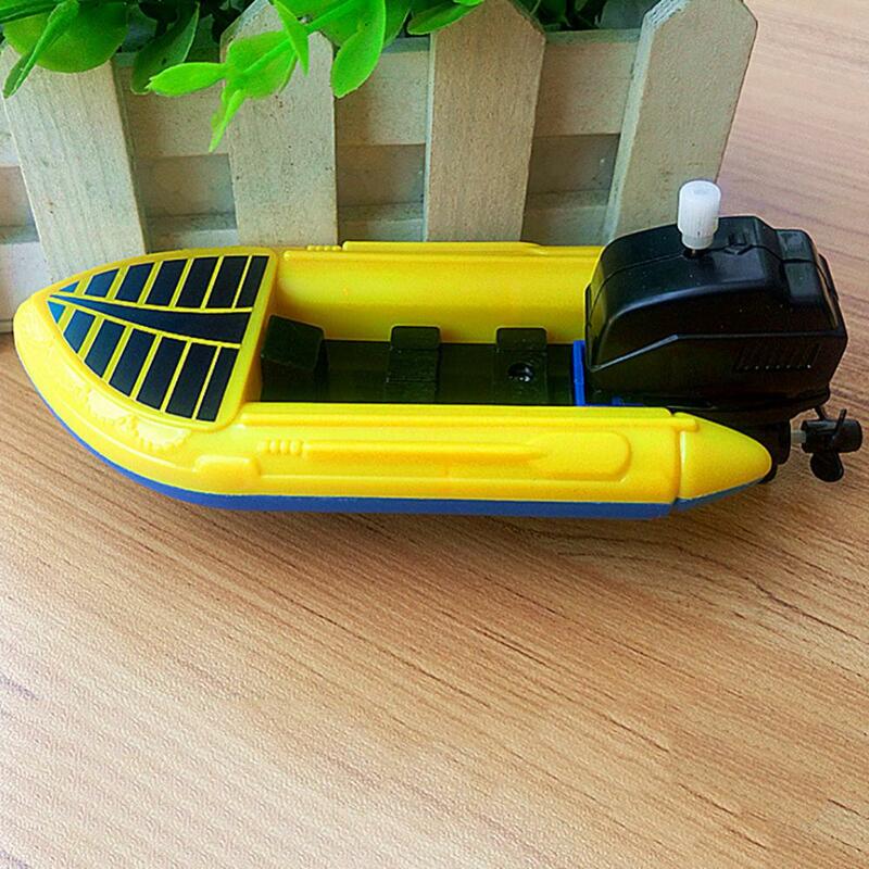 Barco de plástico con mecanismo de relojería para niños, juguete de baño para niños, barco de carreras, deportes acuáticos, juguetes flotantes de agua para niños