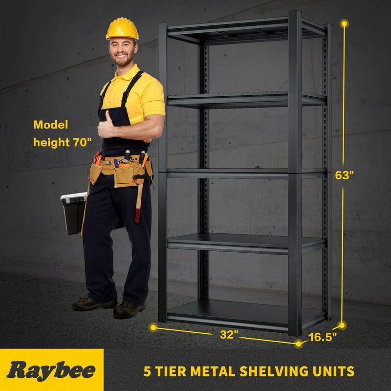 Estantería de garaje de alta resistencia, estantes de almacenamiento ajustables de Metal de 5 niveles, 2000 libras