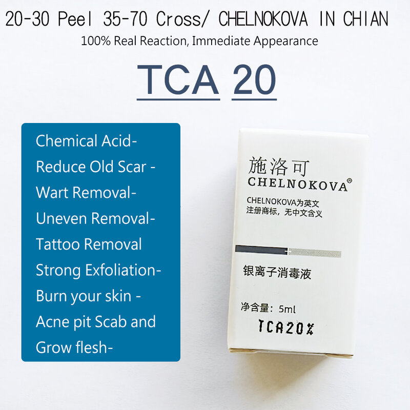 TCA 20% 30% 35% 40% 50% 60% 70% Pure TCA Peel Solution pour les dommages causés par le soleil, les ridules déforment le teint irrégulier de la peau, le fuchsia agrandi