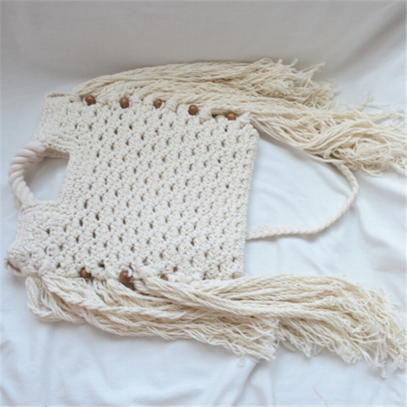 Плотная плетеная Сумка на ремне, повседневный пляжный соломенный саквояж на плечо с кисточками из хлопка