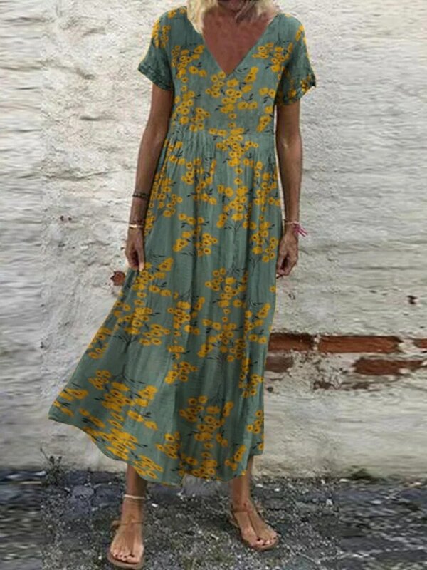 ZANZEA-Robe d'été florale à manches courtes pour femme, caftan d'été imprimé, robe maxi éducative, robe décontractée féminine, 2023