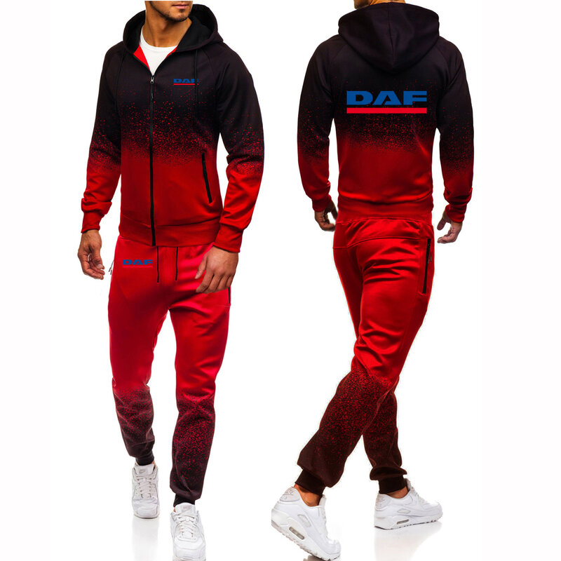 DAF TRUCKS COMPANY TRUCKER Printing Fashion 2023 felpe con cappuccio a colori graduali da uomo nuove felpe Casual Slim pantaloni sportivi Set da 2 pezzi
