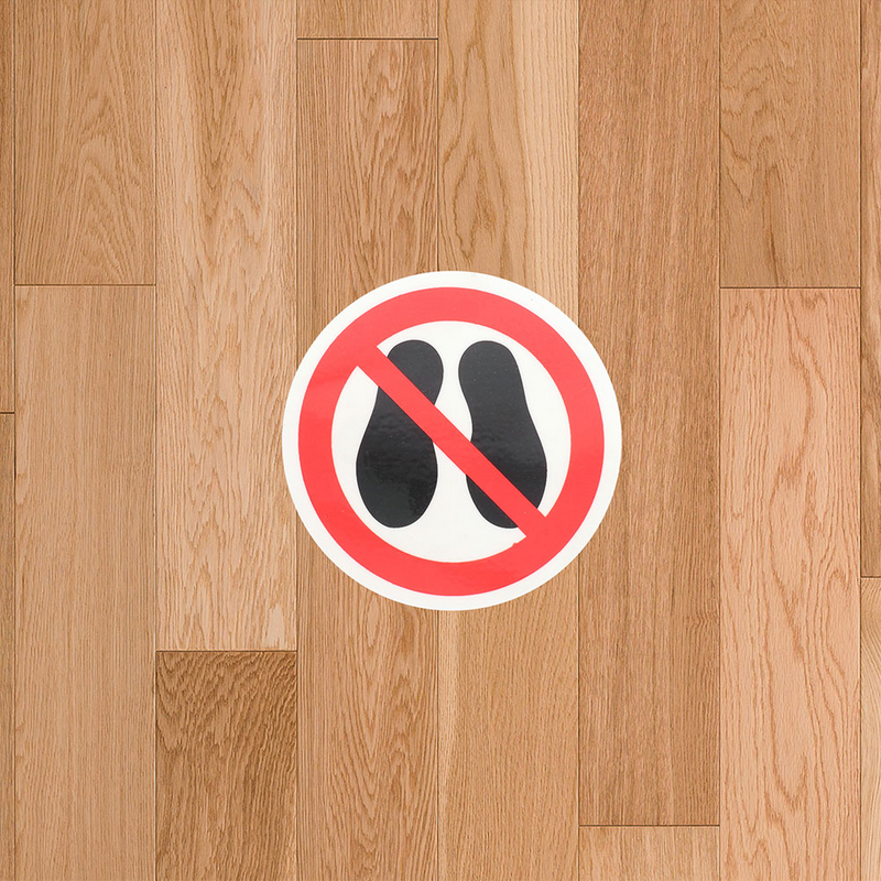 Stiker penanda langkah peringatan lantai tanpa tempelan bulat bukan perekat lingkaran loncatan jangan hati-hati label tanda De Impresora