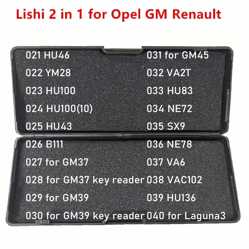 021-040 Lishi 2 in 1 HU46 YM28 HU100 HU43 B111 VA2T HU83 NE72 SX9 NE78 VA6 VAC102 HU136 per Laguna3 GM37 GM39 GM45 per Opel GM