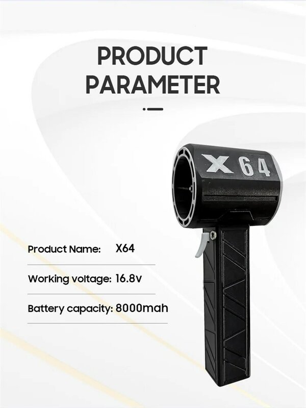 X64พัดลมเทอร์โบชาร์จเจอร์ XL แบบใช้มือจับพัดลมเทอร์โบเจ็ทมอเตอร์ไร้แปรง Superstrong ทันทีพัดลมท่อพลังสูง1000W