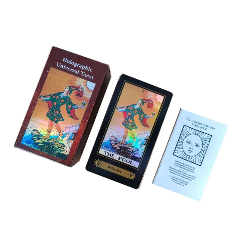 Holográficas Universal Tarot Cartões com Guia, 78 PCs, 11,7*6,5 centímetros