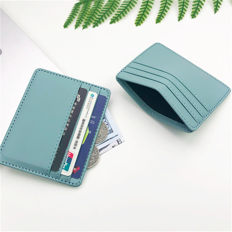 Ultra-thin Wallet PU Leather Purse Bank Card Holder Bag Cute Cartoon Cat Zipper Coin Purse Simple Thin Card Case Women Men