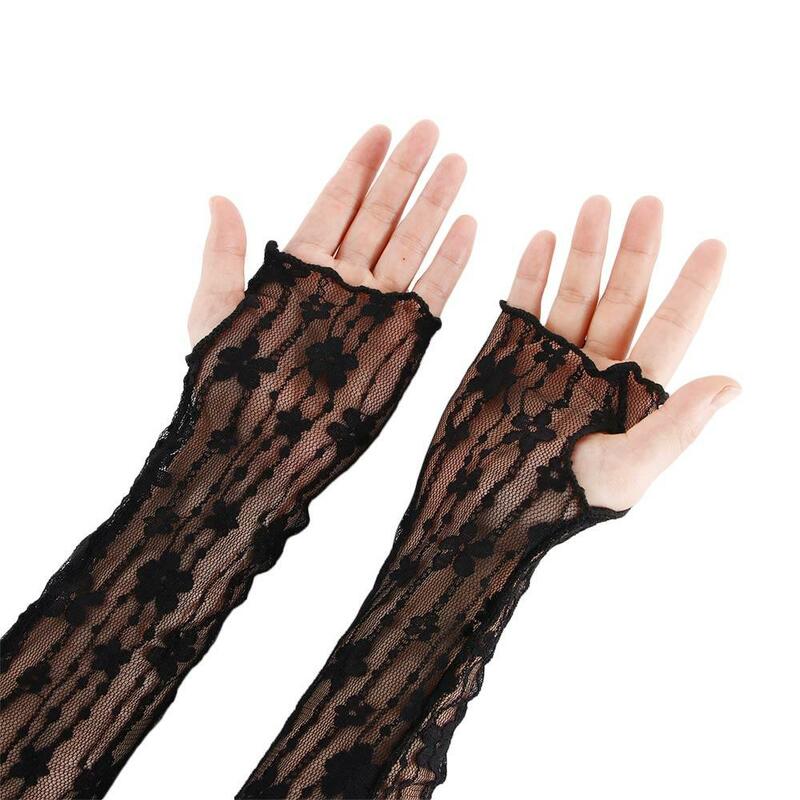 Summer Flowers Lace Arm Sleeves Sun Protection Long Gloves Elegant Arm Protectors Lace Sleeve Fake Sleeves Outdoor Long Gloves