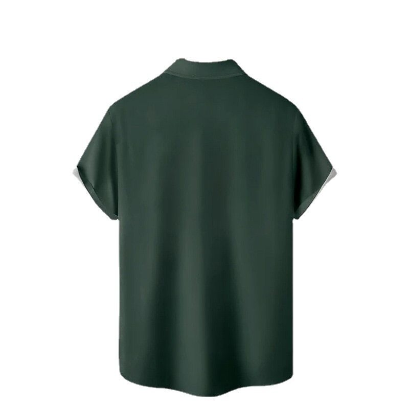 Novo 50s Estilo Bowling Camisa para Homens Listrado Casual Respirável Manga Curta Camisas Verão Streetwear