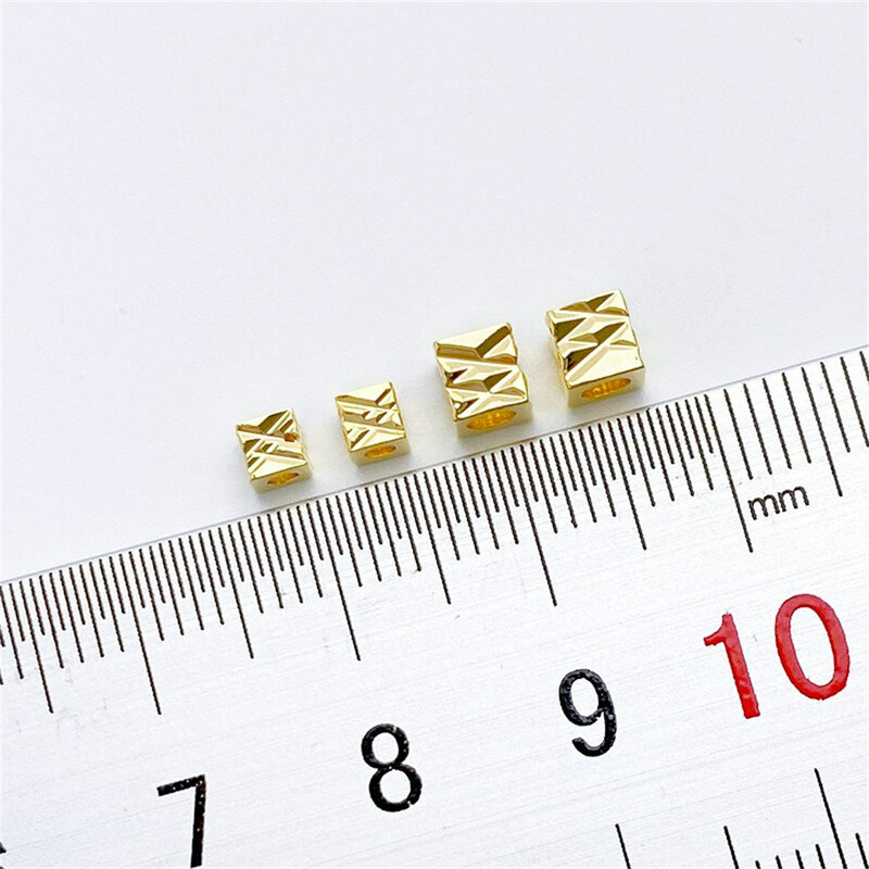 Cuentas separadas cuadradas diagonales chapadas en oro de 14K, accesorios de Material para pulsera y collar, DIY, hecho a mano, L200