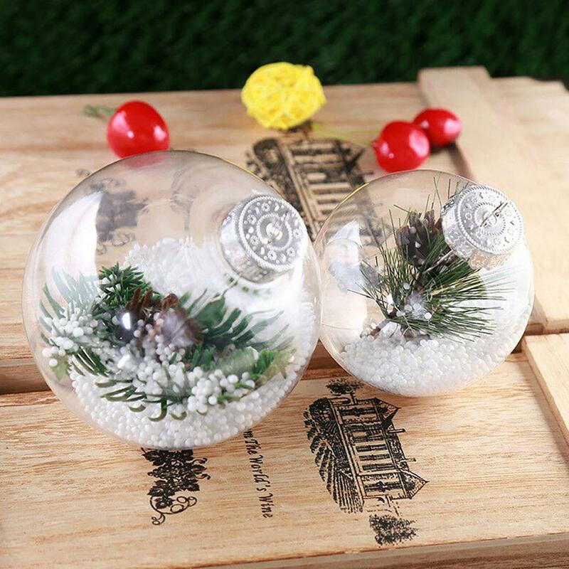 Bolas de Navidad transparentes de 10 piezas, adornos colgantes para árbol de Navidad, decoración para el hogar, caja de regalo para fiesta de boda