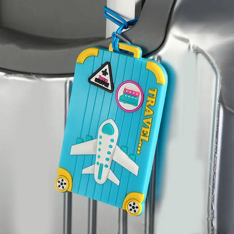 Etiquetas de PVC para equipaje de avión, accesorios de viaje, tarjeta de identificación para estudiantes, niños y niñas, 1 piezas