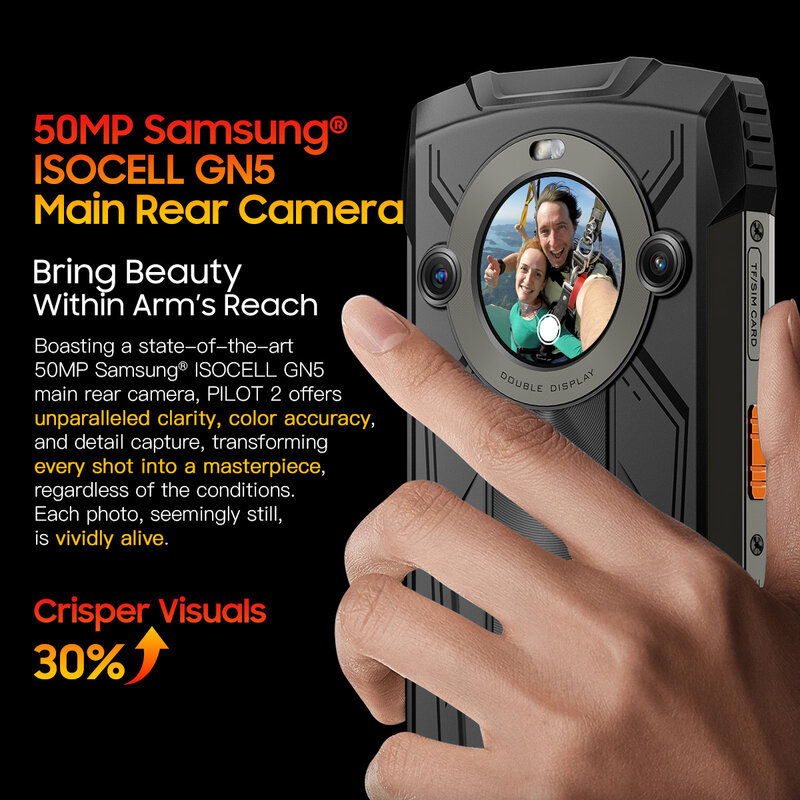 OSCAL-PILOT 2 Smartphone Robusto, Celular com Lanternas LED Duplas, Helio G99, Estreia Mundial, 120Hz, 8GB, 256GB, 8800mAh