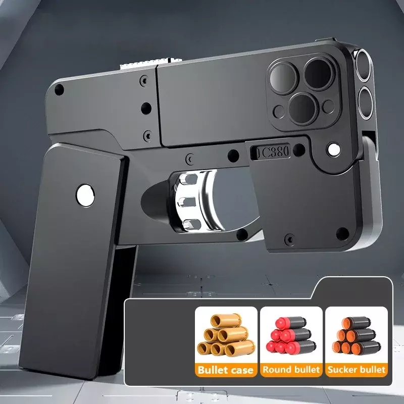 1PC składany telefon komórkowy miękki pocisk wyrzutnia Shell Shell dziecko zabawka symulacyjna pistolet chłopiec miękki pocisk pistolet pociskowy można uruchomić Model